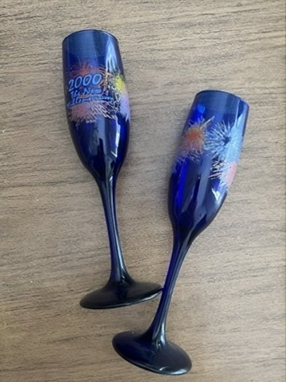 Vintage 2000 The New Millennium Cobalt Blue Glasses